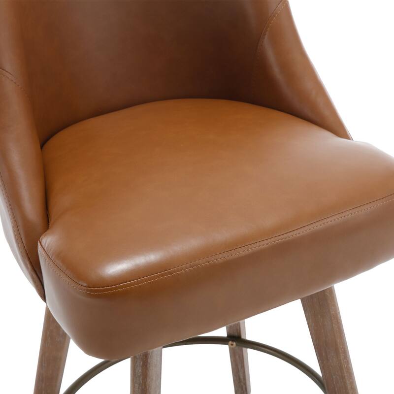 26" Counter Height Swivel Bar Stool, Upholstered Counter Stools - 39.37" (H) x 22.44" (D) x 21.65" (W)