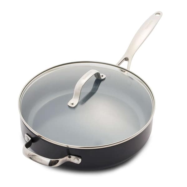 slide 2 of 9, GreenPan Valencia Pro Hard-Anodized Induction Safe Healthy Ceramic Non-stick Saute Pan with Lid 4.5 QT