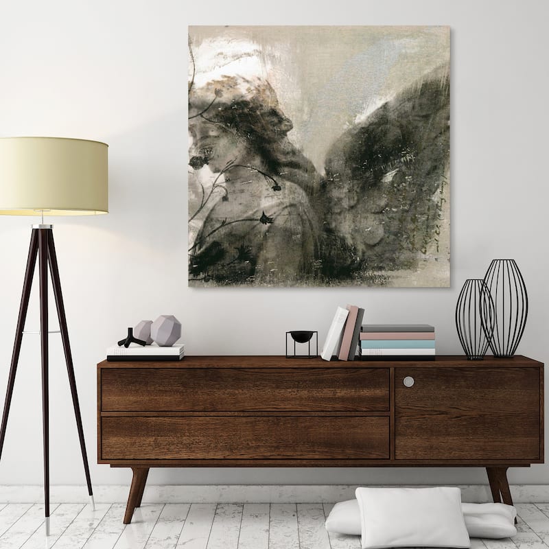 "New Orleans Angel Sculpture" Frameless Free Floating Tempered Glass Panel Graphic Wall Art
