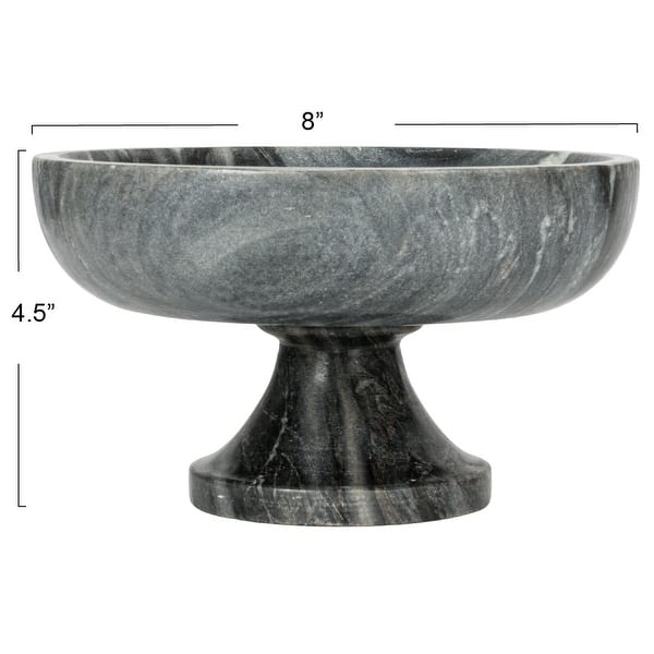 dimension image slide 0 of 2, Marble Footed Bowl - 8.0"L x 8.0"W x 4.5"H