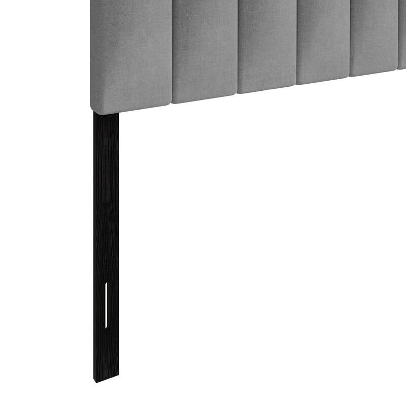 Clayfell Dennis Twin Upholstered Headboard with Vertical Channel Design, Adjustable Height, Gray