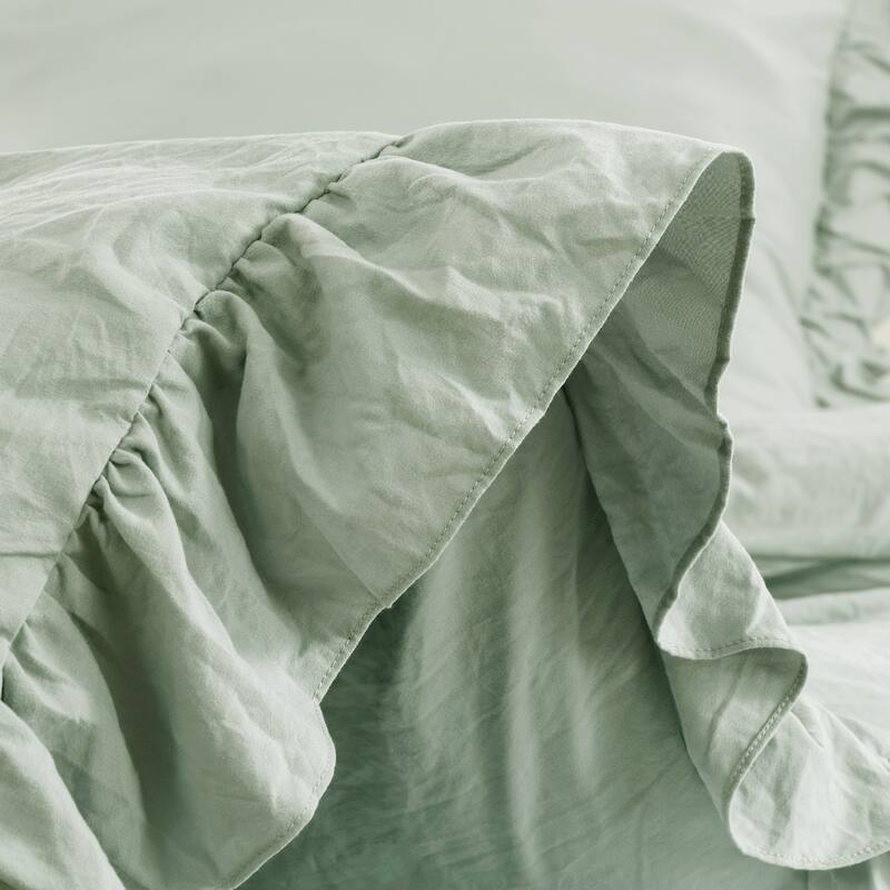 Soft Washed Microfiber Ruffle Duvet Cover Set