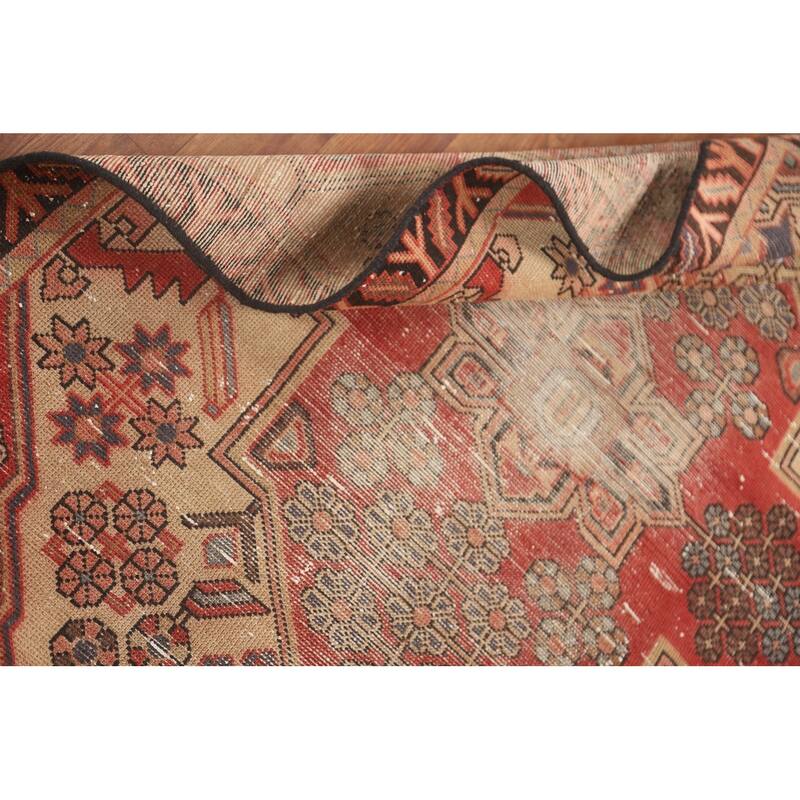 Distressed Tabriz Persian Vintage Rug Handmade Beige Wool Carpet - 3'4" x 5'0"