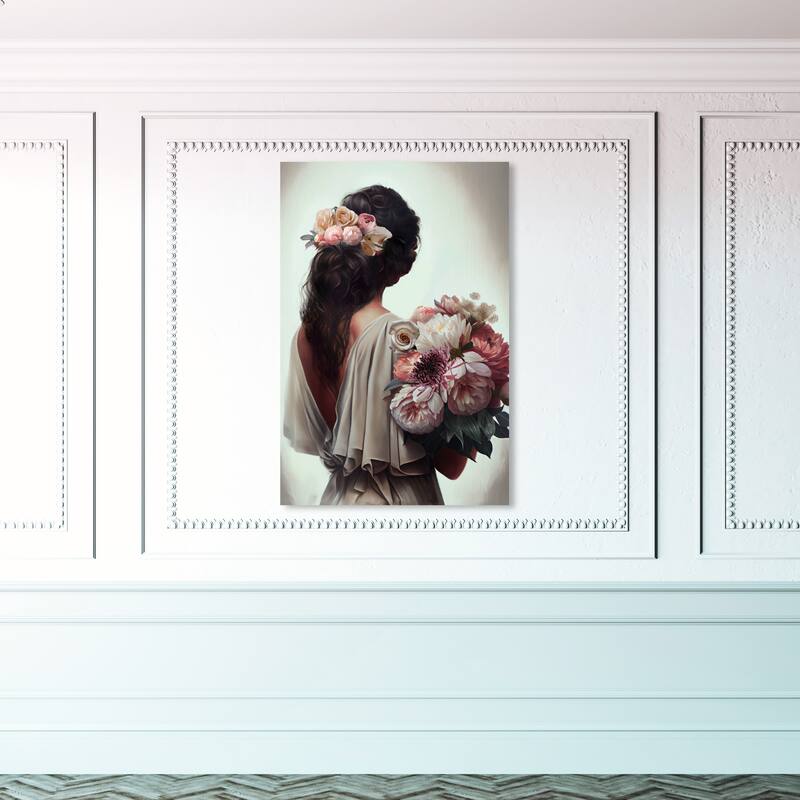 Wynwood Studio Fashion and Glam Marianna Gray and Light Pink Traditional Wall Art Canvas Print - 45 x 30