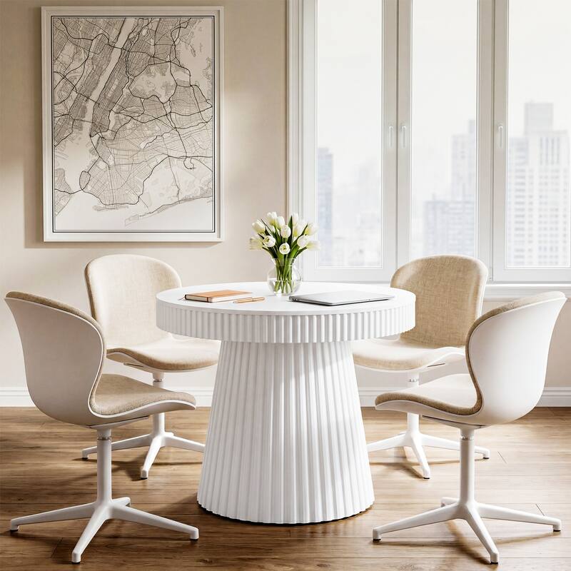Round Conference Table, Modern Small Meeting Table, Discussion Office Table for Home Office, Breakroom, Negotiation