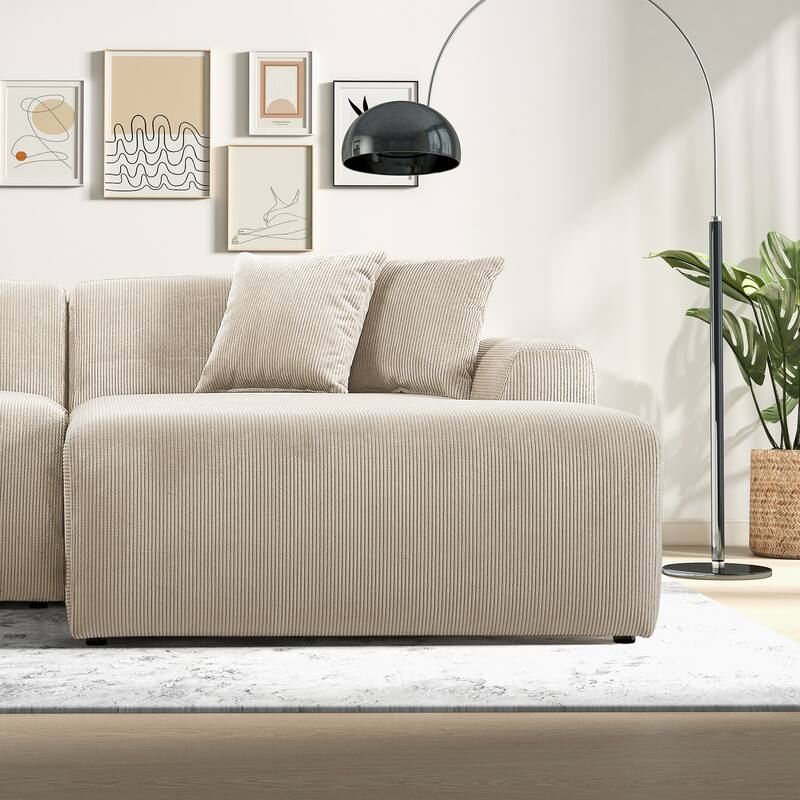 Daron Mid-Century Modern Sectional Corduroy Sofa