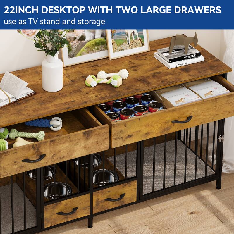 Moasis Furniture-style Dog Crate, TV Stand with Drawers