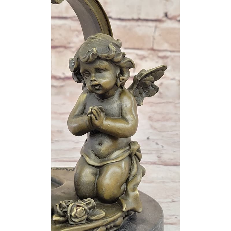 Hand Made Putti Praying By A. Moreau Genuine Real Bronze Home Decoration Gift