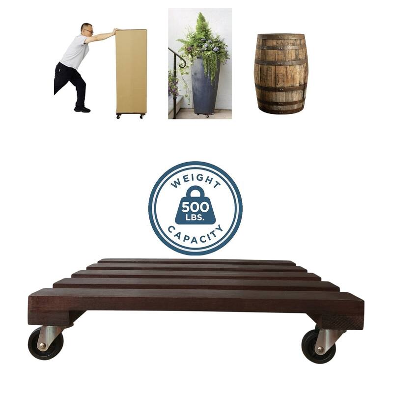 DreamPatio Acacia Plant Caddy (Pack of 2)