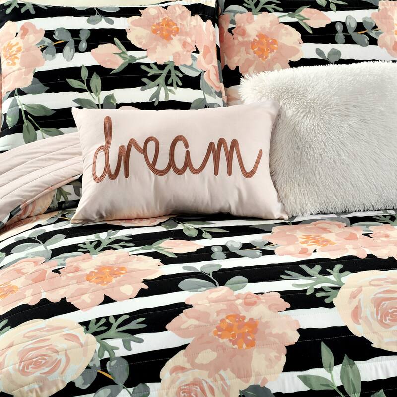 Lush Decor Amara Watercolor Rose 5 Piece Quilt Set