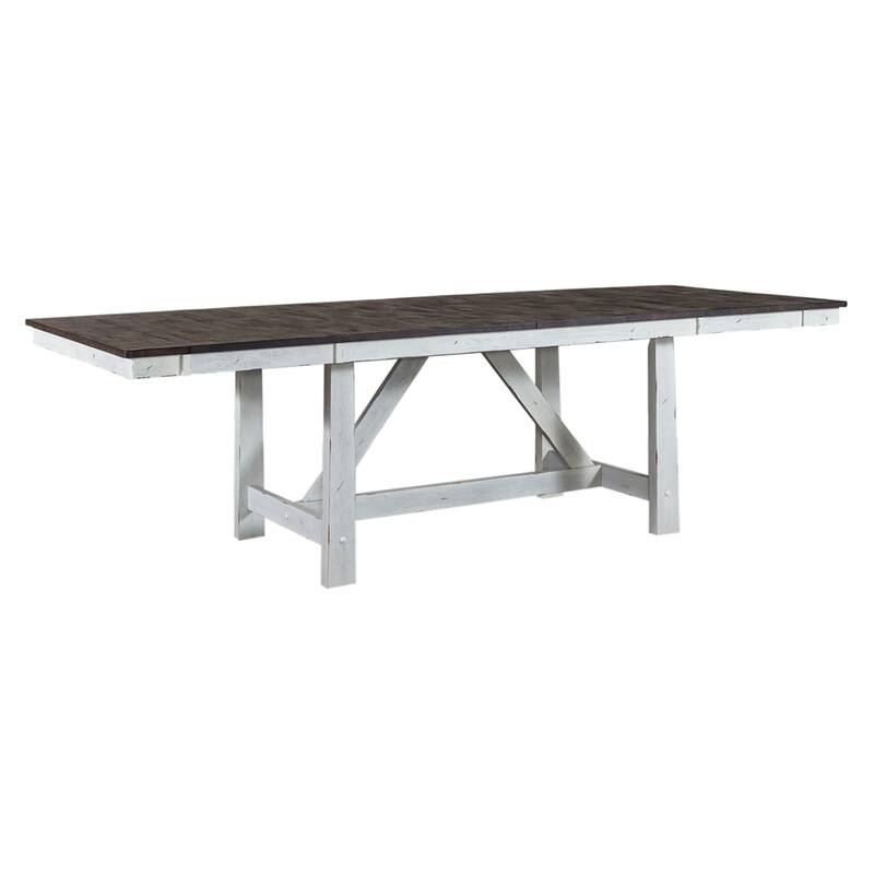 Farmhouse Two Tone White Optional 7 Piece Trestle Table Set