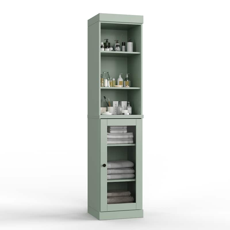 Palace Imports 100% Solid Wood 16.5" Bathroom Storage Cabinet with Clear Glass Doors and Adjustable Shelves