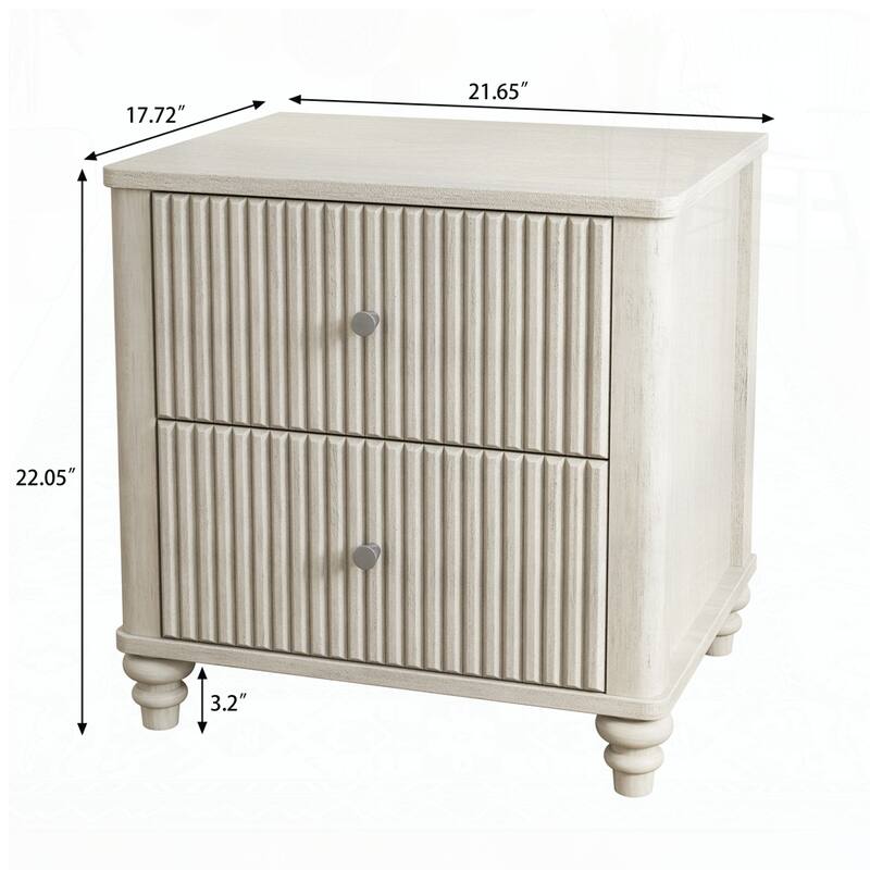 Wood NightStand with Metal Handle