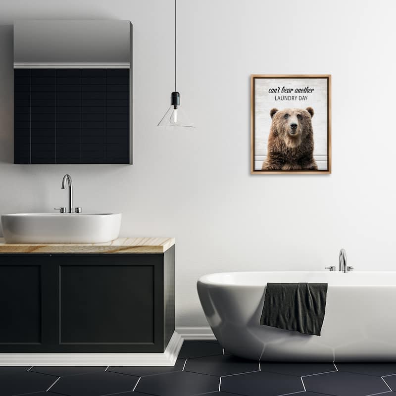 Stupell Can't Bear Another Laundry Day Framed Floater Canvas Wall Art Design By Lettered and Lined