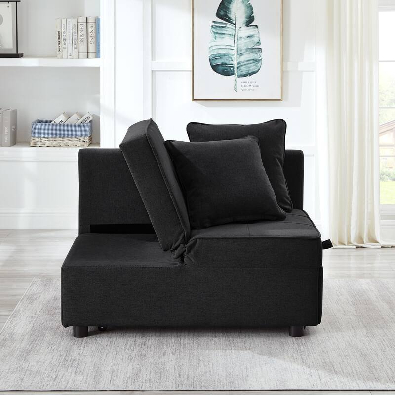 4-in-1 Sofa Bed - Convertible Recliner with Wood Frame