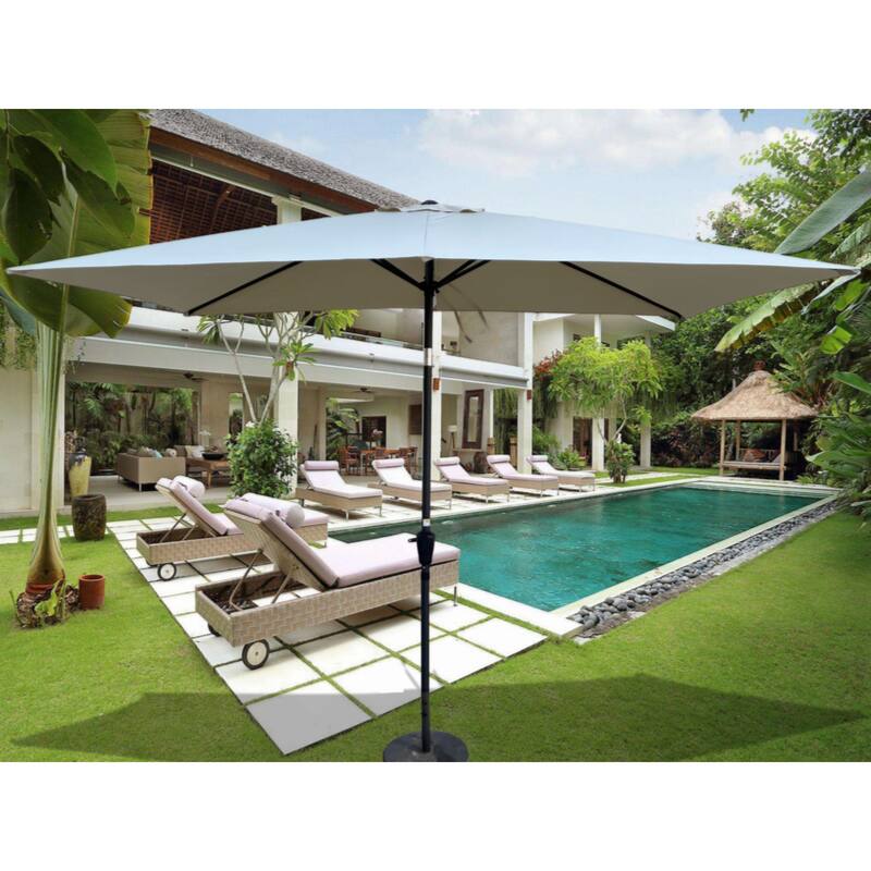 6 x 9ft Patio Umbrella Outdoor Waterproof Umbrella with Crank and Push Button Tilt without flap