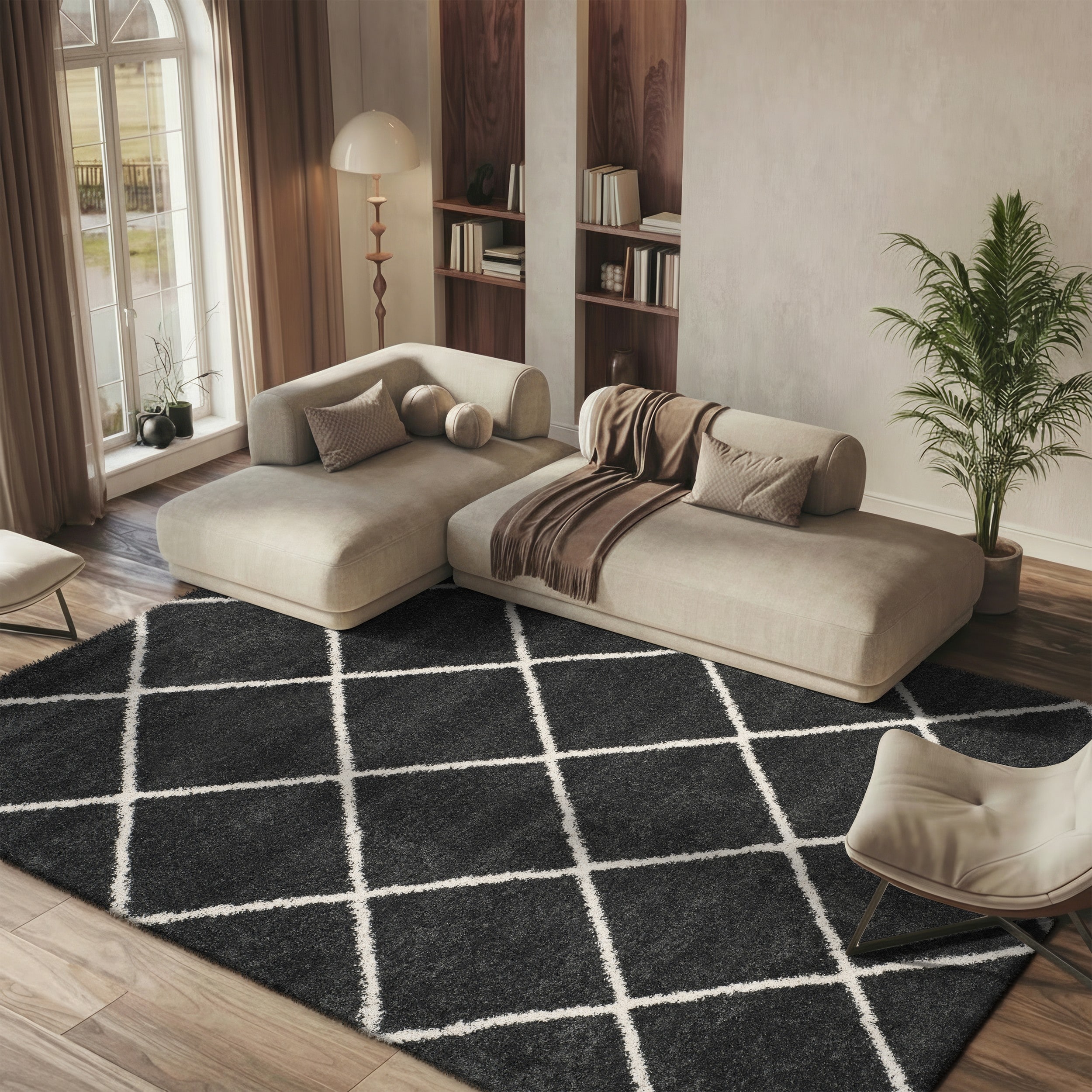 SAFAVIEH Hudson Shag Raili Diamond Trellis 2-inch Thick Rug