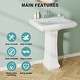 preview thumbnail 6 of 6, Rectangular Pedestal Sink, Bathroom Pedestal Sink 26 X 20 Inch White Ceramic Pedestal Bathroom Sink With 3 Faucet Holes