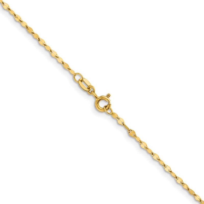 Curata Italian 14k Yellow Gold 2mm Fancy Link Chain Necklace For Women (Spring Ring)