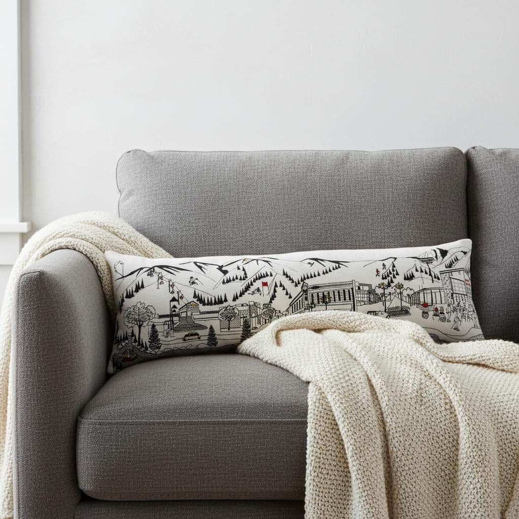 HomeRoots 14" X 45" Cream Aspen Daylight Skyline Lumbar Decorative Pillow