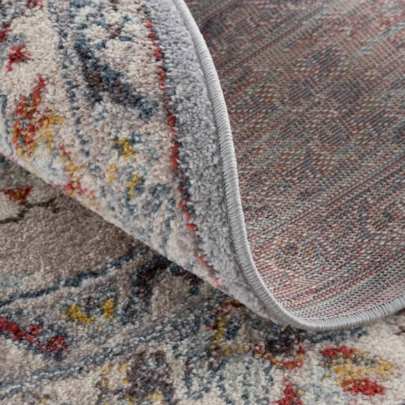 Hauteloom Haymond Hallway, Kitchen Runner Rug - Brick Red, Charcoal, Cream - 2'7" x 10'