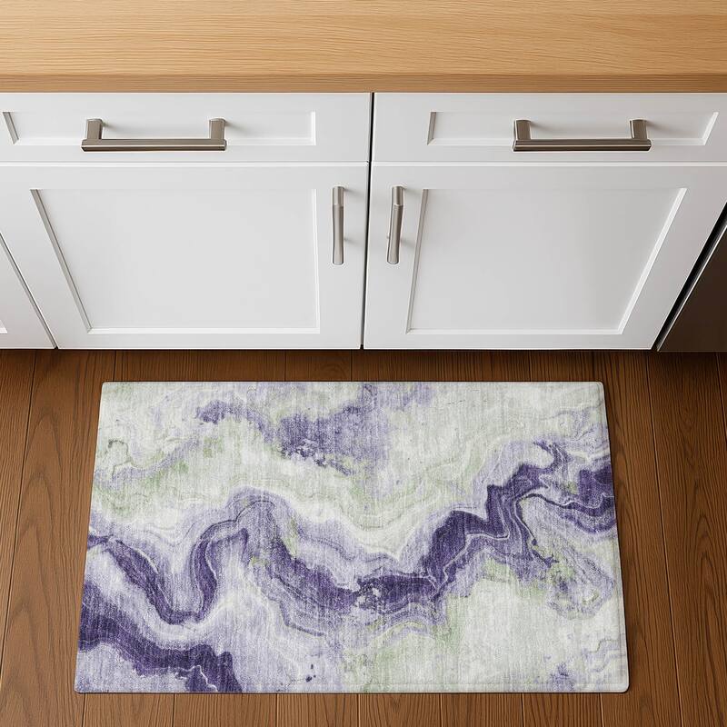 Premium Washable Super Soft Abstract Chic Mayfield Rug - Lavender - 1'8" x 2'6"