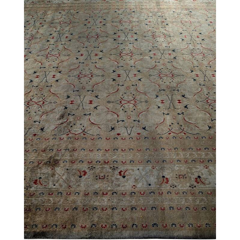 Overton Hand Knotted Wool Vintage Inspired Modern Contemporary Overdyed Gray Area Rug - 9' 1" x 12' 1"