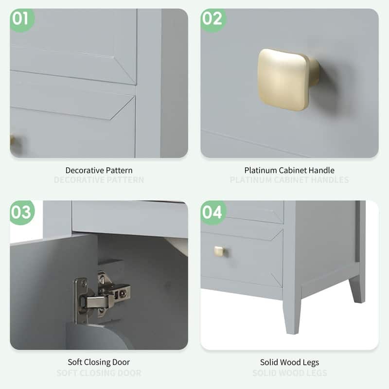 20" Bathroom Vanity with Sink – Soft-Closing Door Cabinet Featuring Storage Rack and Drawer‌ - 20"L x 18.3"W x 34"H