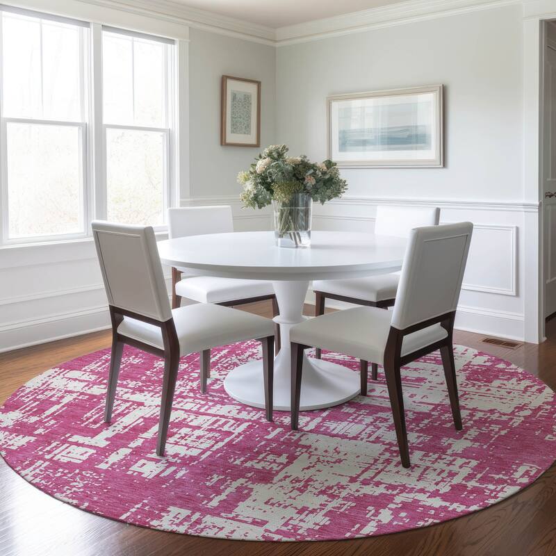 Machine Washable Indoor/ Outdoor Chantille Abstract Solid Rug