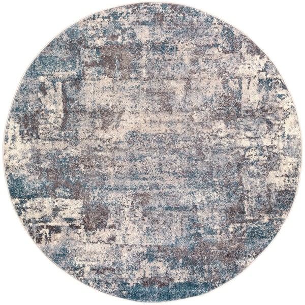 slide 2 of 11, Livabliss Asuman Modern Abstract Area Rug 5' 3" x 5' 3" - Teal - Round