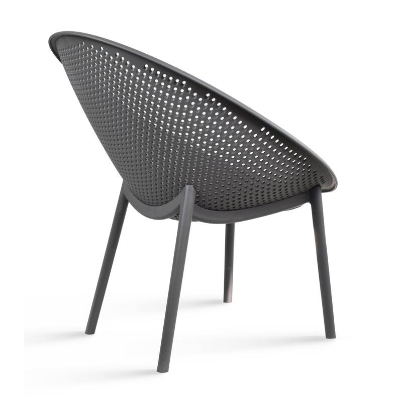 Set of 2 Modern Plastic Lounge Chair Plastic Legs with Polka Dots Spot Breathable for Patio Outdoor or Indoor Use