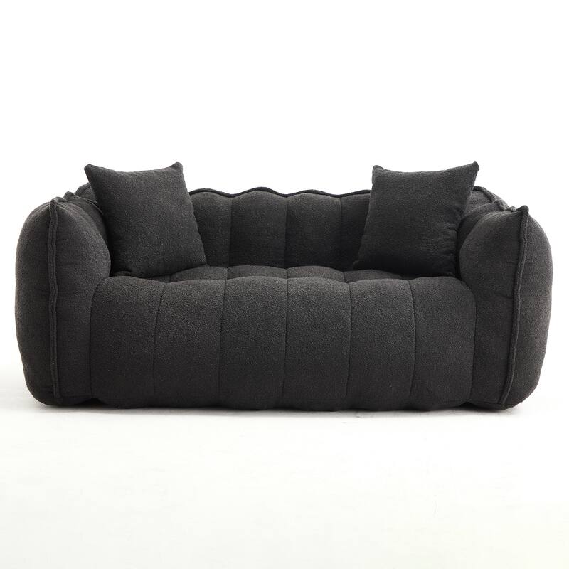Soft Beanbag Chair With High Resilience Foam Core For Two People.The Comfortable Square Recliner Sofa Is Ideal