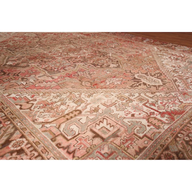 Heriz Persian Antique Area Rug Handmade Orange Wool Carpet - 8'7"x 10'11"