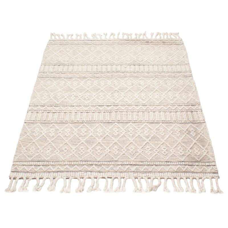 ECARPETGALLERY Braid weave Sienna Cream Wool Rug - 5'2 x 7'3