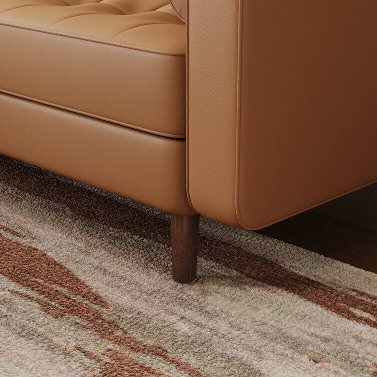 Stateside Upholstered Leather Square Arm Sofa Couch 70''