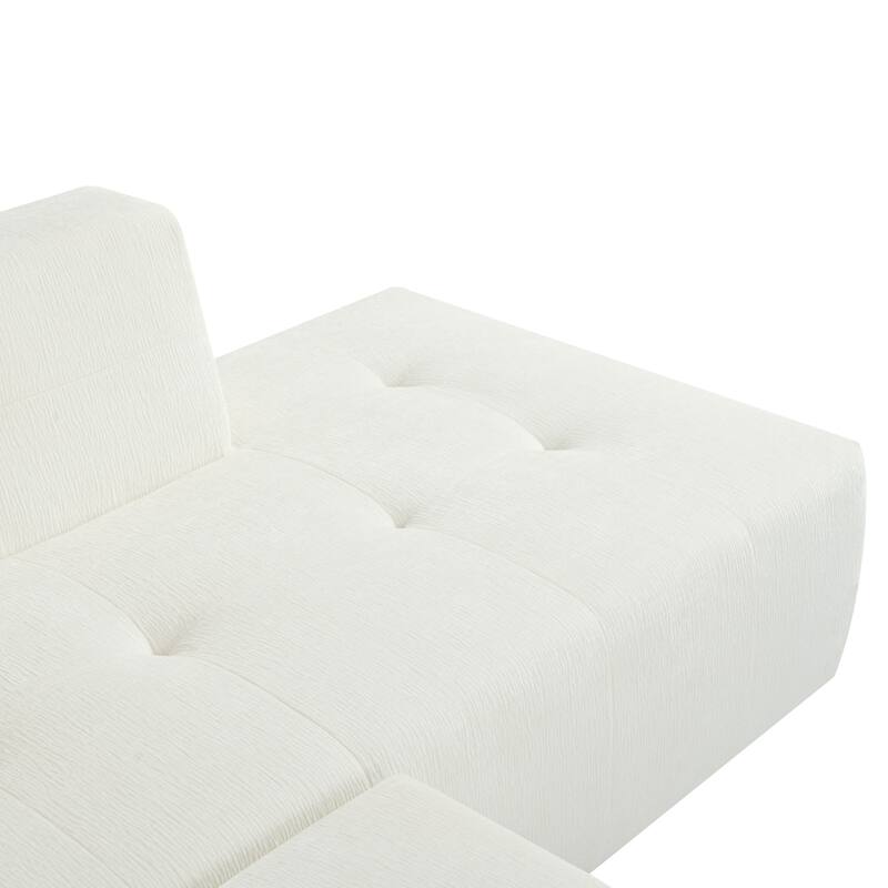 112.2" Chenille Modular L-Shaped Sofa Bed with Free Combination Design and No-Assembly Required