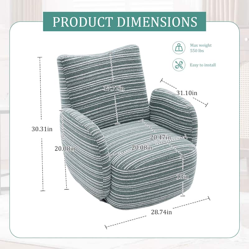 Modern Style 360° Swivel Leisure Chair Fabric Striped Armrest Swivel Chair