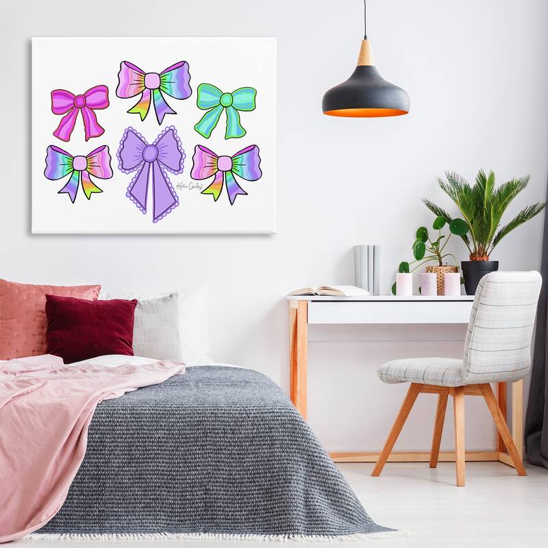 Stupell Playful Bowtastic Ribbons Canvas Wall Art Design By Katie Conley