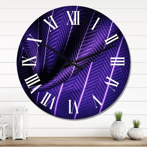 Designart 'Lilac Blue Silk Fabric With A Thin White Stripe' Patterned wall clock