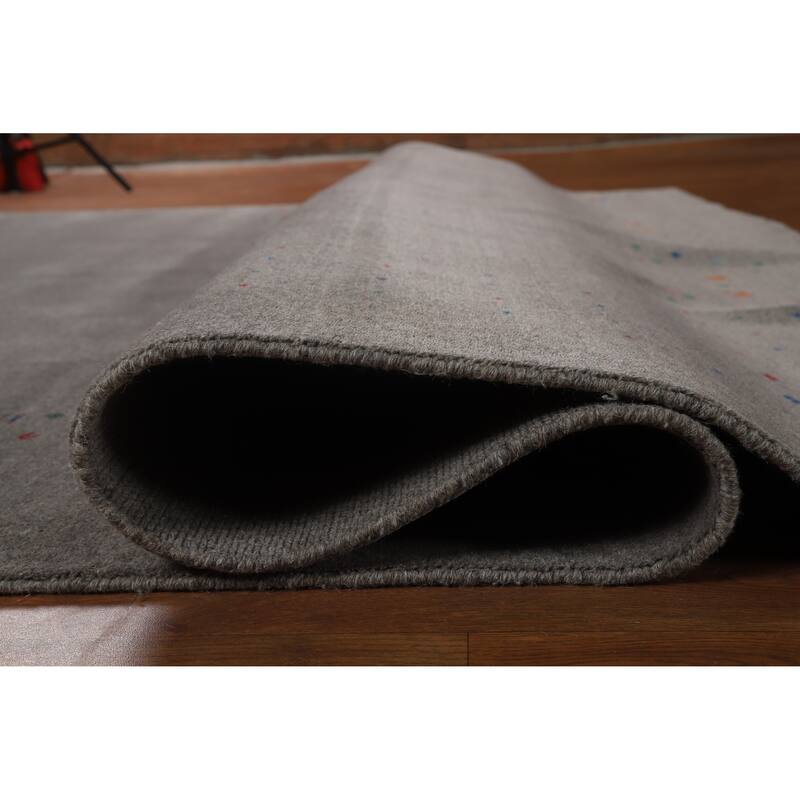 Hand Knotted Oriental 100% Wool Carpet Tribal Tribal Greys & Charcoal Gabbeh Area Rug - 10' 1'' X 8' 1''