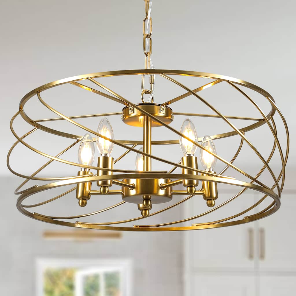 CurveCurio Elegant 20" Black Industrial Cage Chandelier with Adjustable 70" Chain for Modern Dining Spaces - 20" * 20" * 10"