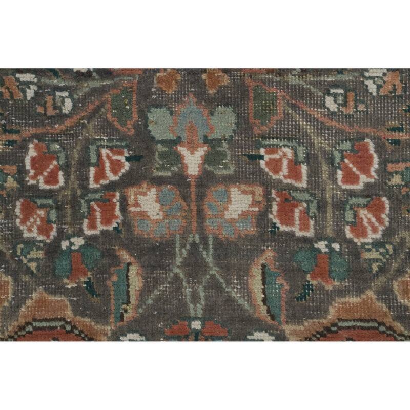 Hand Knotted Oriental 100% Wool Carpet Traditional Floral Greys & Charcoal Tabriz Area Rug - 9' 9'' X 6' 6''