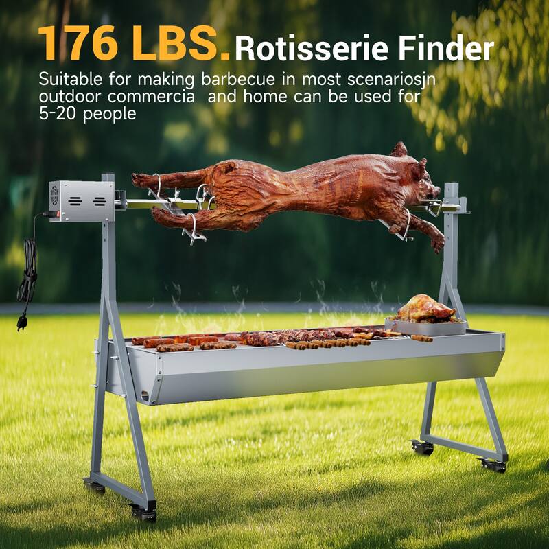 Charcoal Grill, Metal Steel Made Outdoor Smoker, Spit Rotisserie Grill Best Combo for Outdoor Garden Patio and Backyard Cooking