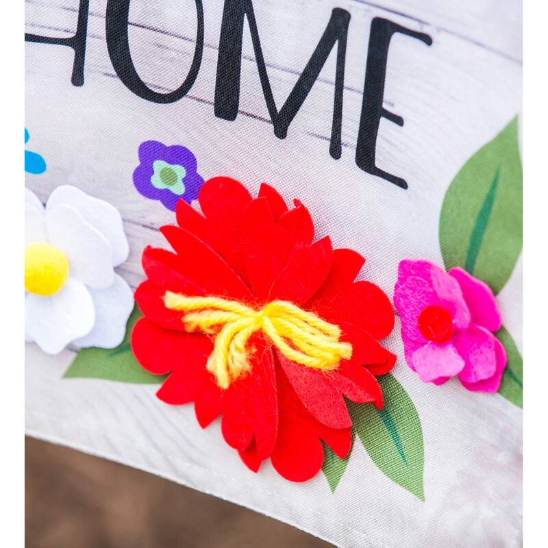 12.5 in. x 18 in. Floral Home Sweet Home Linen Garden Flag