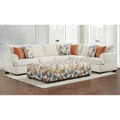 Ashly Beige Right Facing Sectional & Ottoman Set