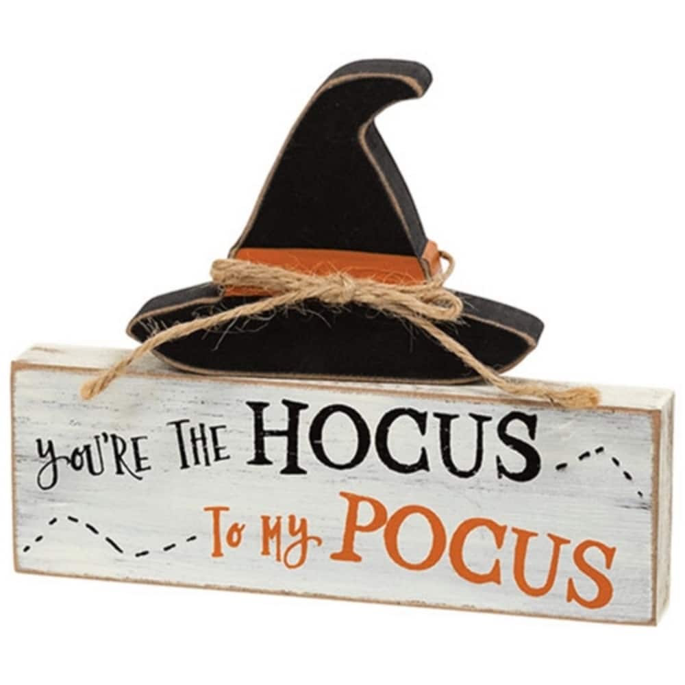 2/Set - Hocus Pocus Wooden Block & Witch Hat Sitters - Multi