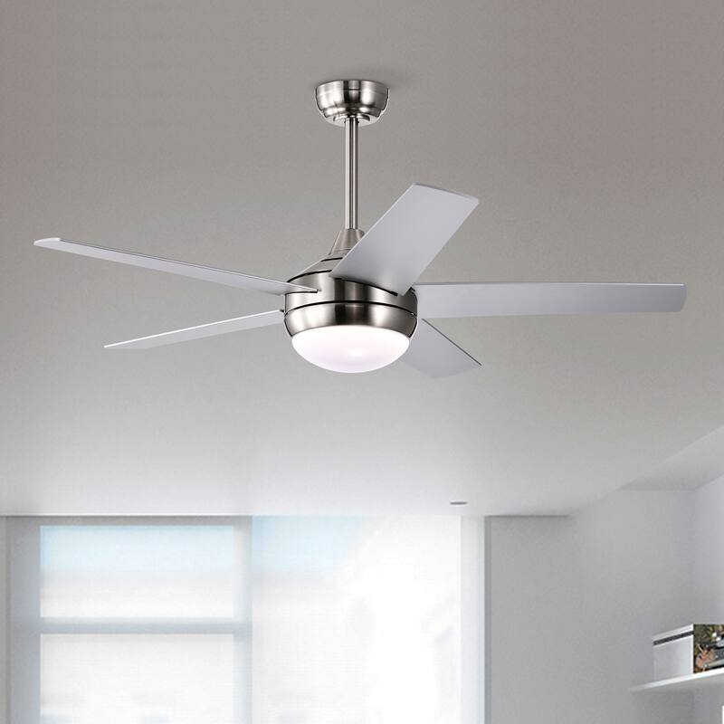 Brushed Nickel 52 in. Integrated LED Indoor 5-Blade Ceiling Fan with Light Kit and Wall Control - Brushed Nickel
