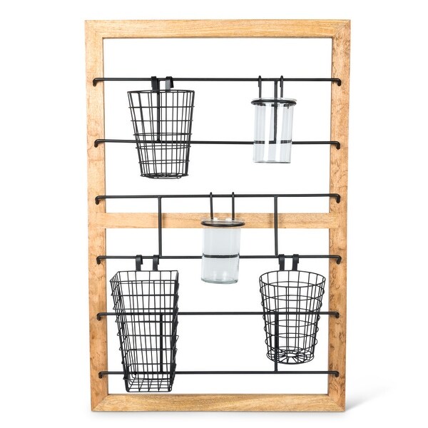 Brown and Black Decorative Rectangular Hanging Storage Unit 37.75" - N/A