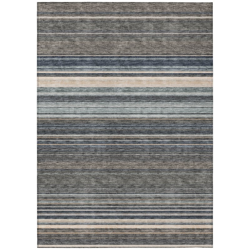Machine Washable Indoor/ Outdoor Ombre Stripes Chantille Rug