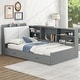 preview thumbnail 17 of 23, Twin Wooden Platform Bed Frame with Upholstered Storage Headboard